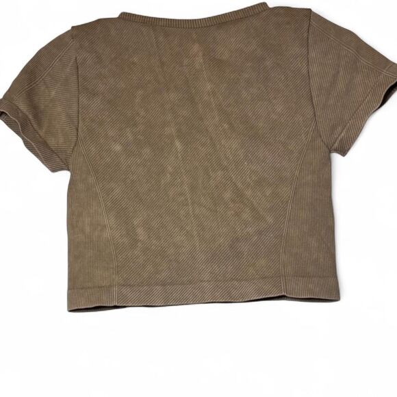 Women's Gypsy & Jade Small Cropped Ribbed Short Sleeve Top - Picture 7 of 7